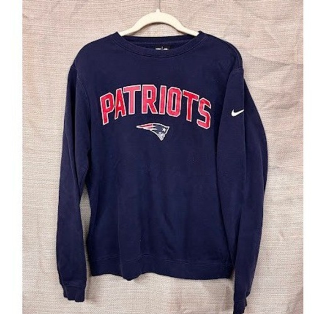 Nike NFL New England Patriots Crewneck‎ Sweatshirt Navy Blue Mens Medium M